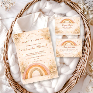Neutral Boho Rainbow Baby Shower Invitation