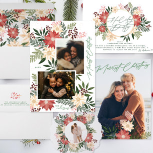 Modern Botanical Christmas Holiday Return Address Envelope