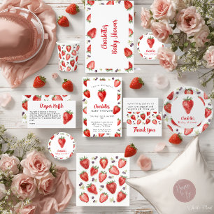 Strawberry Baby Shower Diaper Raffle Ticket  Enclosure Card