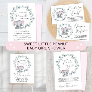 Elephant Eucalyptus Baby Girl Shower Napkin