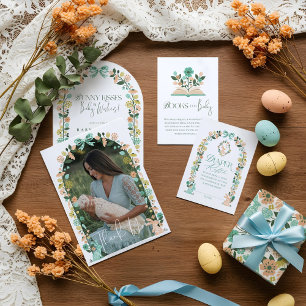 Spring Wildflower Easter Bunny Baby Shower Bow Classic Round Sticker