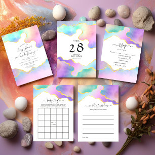 Rainbow Agate Stone Baby Shower Invitation