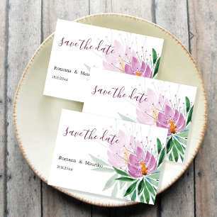 Elegant Romantic Pink Lotus Watercolor All In One Invitation