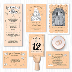 Doodle Sketch Funky birds Wedding Details Info Business Card