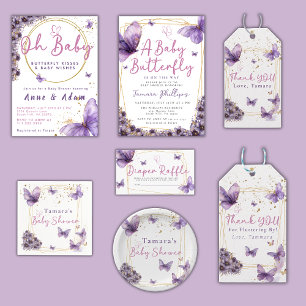 Butterfly Thank You Fluttering By Girly Purple Gift Tags