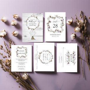 Watercolor Cotton Lavender Country Wedding RSVP Ca