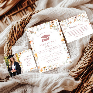 Romantic Garden Flowers Graduation Invitation