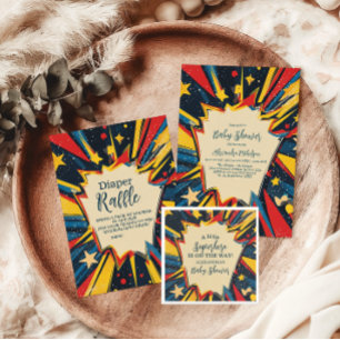 Vintage Comic Book Boy Baby Shower Paper Plate