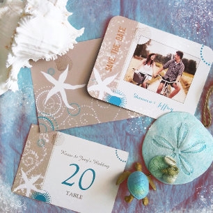 Festively Chic Beach Wedding Invitation