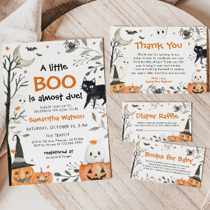 Halloween Little Boo Ghost Pumpkin Baby Shower Invitation