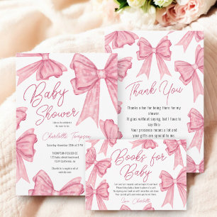 Cute Christmas Coquette Pink Bow Baby Shower  Invitation