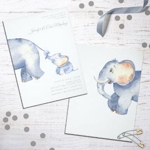 Mama and Baby Elephant Baby Shower Invitation