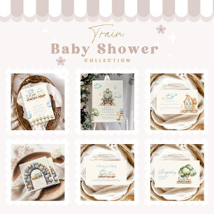 Watercolor Train Baby Shower Invitation