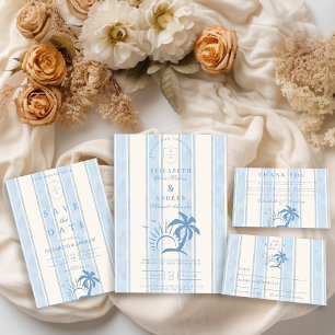 Nautical Hand Drawn Palm Tree Wedding Save The Date