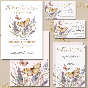 Butterfly Kisses Girl Baby Shower Invitation