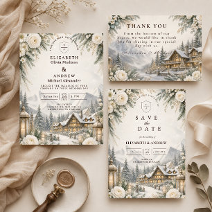 Enchanting Mountain Winter Wedding Save The Date