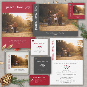 Peace Love Joy Holiday Christmas Holly Berries Label