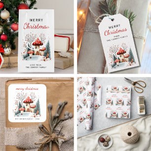 Watercolor Winter Woodland Feliz Navidad Address Return Address Label