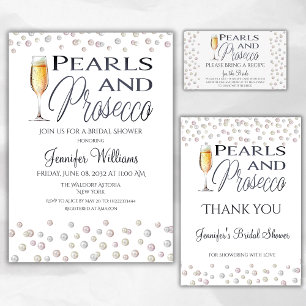 Pearls and Prosecco Bridal Shower Photo Invitation