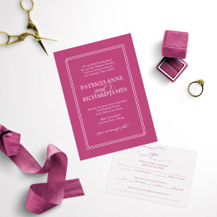 Pink Cassis Simple Elegant Formal Wedding Invitation