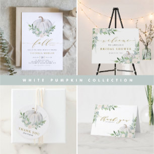 White Pumpkin Rustic Chalkboard Fall Bridal Shower Invitation