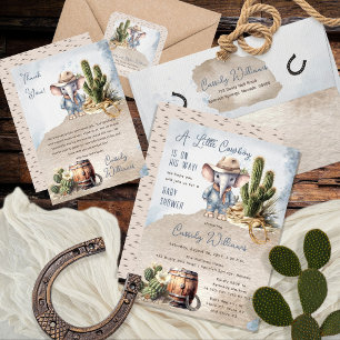 Rustic Western Elephant Cowboy Return Address Square Sticker