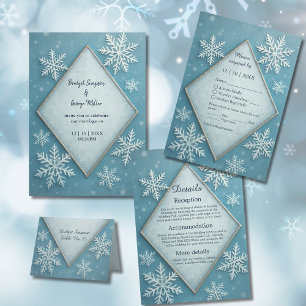 Winter Wonderland Blue Snowy Romantic wedding menu