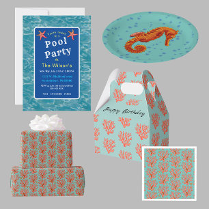 Inflatables pool party invitation