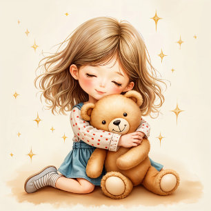 Big Hugs - Cute Girl Hugging Teddy Bear Paper Cups