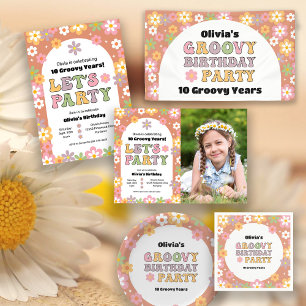 Groovy Daisies Hippie Girl's Birthday Invitation