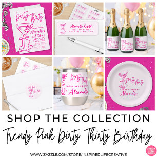 Trendy Pink Dirty Thirty 30th Birthday Return Address Label