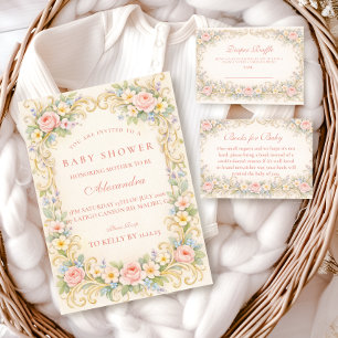 Blush Pink Garden Baroque Baby Shower Napkin