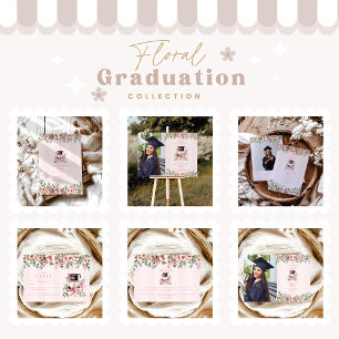 Modern Pink Floral Graduation Party RSVP Card
