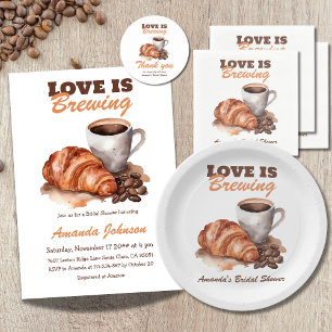 Love is Brewing Coffee French Bridal Shower Classic Round Sticker
