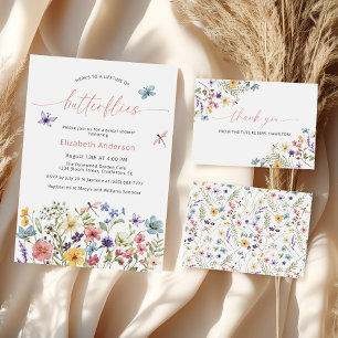 Lifetime of Butterflies Wildflowers Bridal Shower Invitation