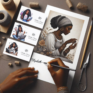 African American Crafting Queen Empowerment Design Business Card