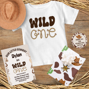 Wild One Cowboy Birthday Thank You Classic Round Sticker