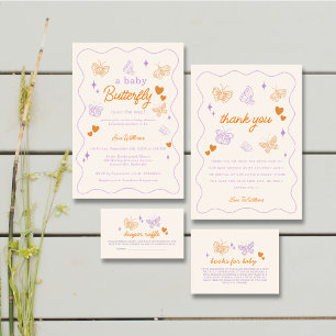 Cute Lavender & Orange Butterfly Baby Shower Invitation