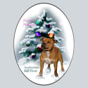 Staffordshire Bull Terrier Christmas Gifts Holiday Card