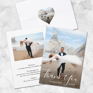 Modern Wedding Photo Thank You Heart Sticker