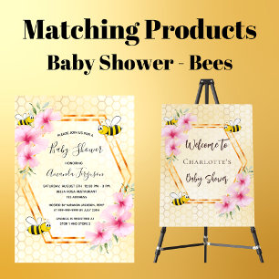 Bumble bee honeycomb floral baby shower invitation postcard