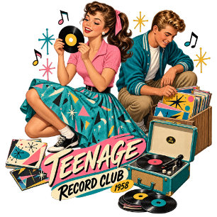 Teenage Record Club 1958 – Vintage 1950s Rockabill T-Shirt