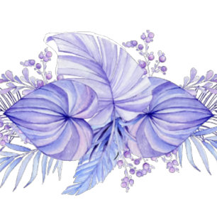 Tropical Purple Blue Palm Leaves Wedding  Invitation