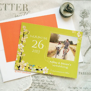 Romantic Bird Theme Apple Green Wedding Invitation