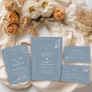 Nautical Hand Drawn Wedding Acrylic Invitations