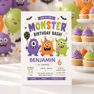 Cute Monster Halloween Birthday Personalised Wrapping Paper