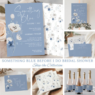 Something Blue Floral Bridal Shower Personalised Thank You Card