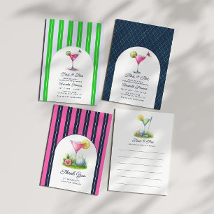Hot Pink, Navy & White Golf Bachelorette Weekend Invitation