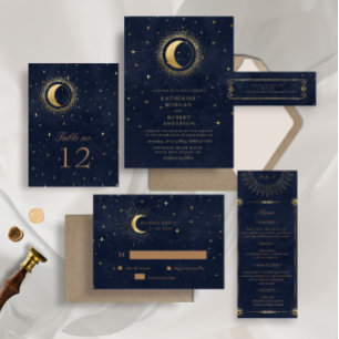 Celestial Midnight Blue Stars Photo Save The Date Invitation