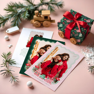 Fun Monogram Vintage Train Christmas Tree Delivery Gift Tags